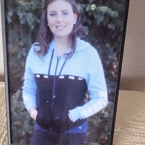 Victoria's Secret PINK Light Blue and Black Hoodie Ptp 19